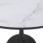 Bristol 35 Inch Mid Century Modern Round Dining Table, Wood Top & Glossy Iron Pedestal Base for Kitchen & Dining Room