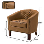 Axia 4 Set Modern Faux Leather Barrel Accent Chair with Wood Legs