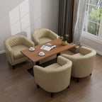 Axia 4 Set Modern Faux Leather Barrel Accent Chair with Wood Legs