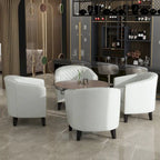 Axia 4 Set Modern Faux Leather Barrel Accent Chair with Wood Legs