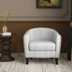 Axia 4 Set Modern Faux Leather Barrel Accent Chair with Wood Legs