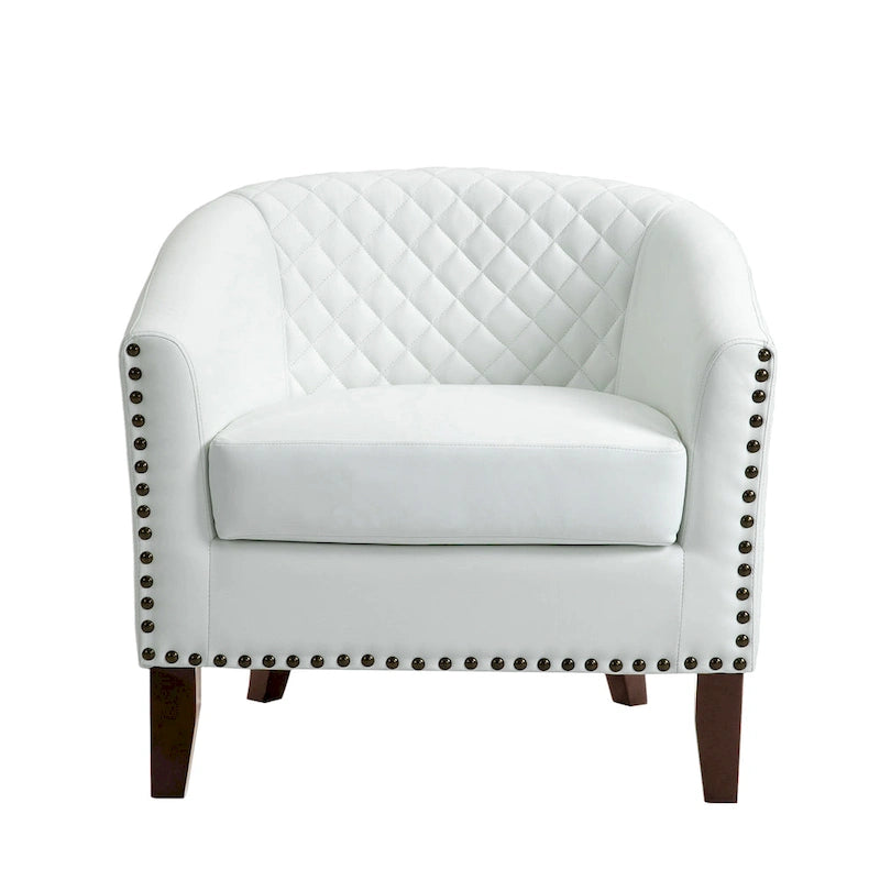 Axia 4 Set Modern Faux Leather Barrel Accent Chair with Wood Legs