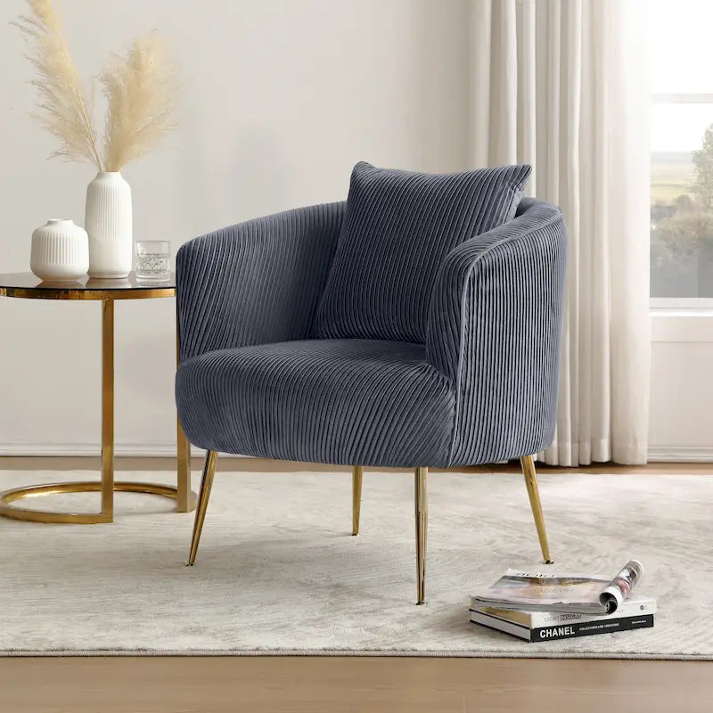 Art Leon Modern Velvet Accent Barrel Chair