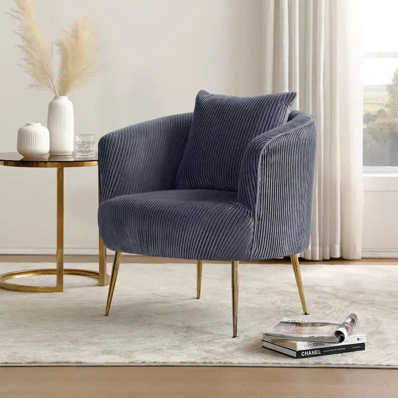Art Leon Modern Velvet Accent Barrel Chair