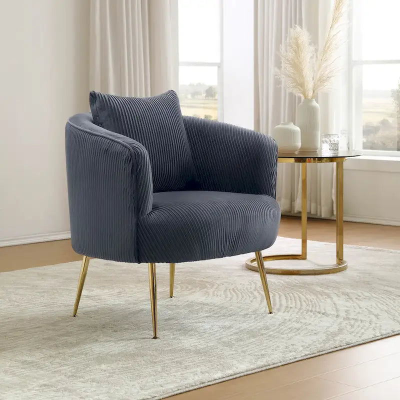 Art Leon Modern Velvet Accent Barrel Chair