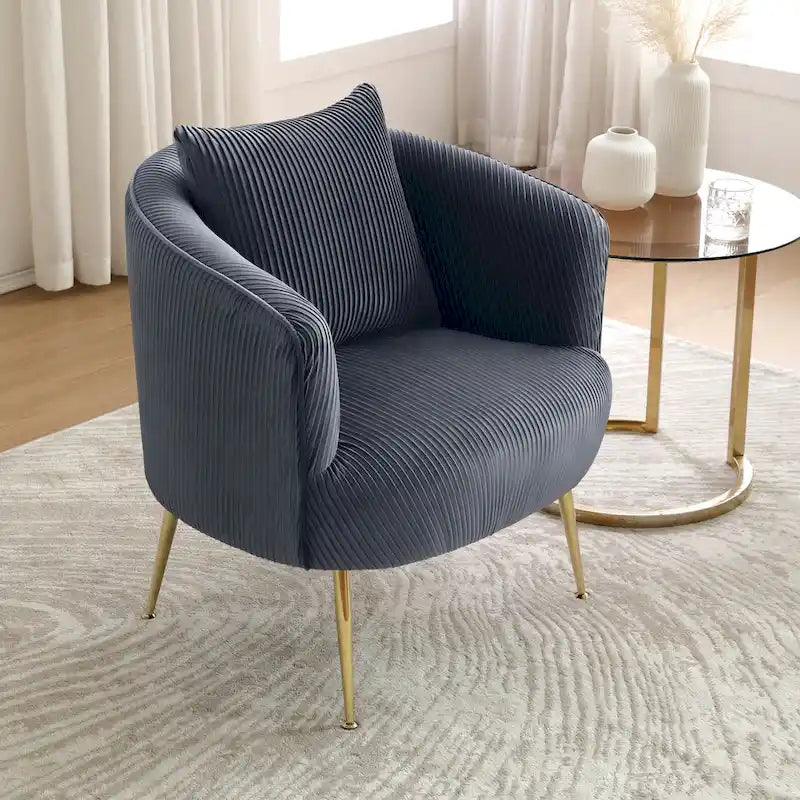 Art Leon Modern Velvet Accent Barrel Chair