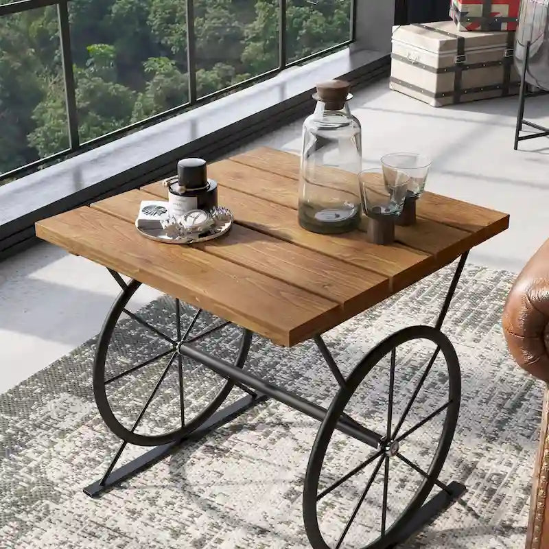 Dietrich Industrial 19-inch Metal Wheel Side Table by Carbon Loft