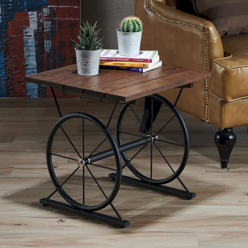 Dietrich Industrial 19-inch Metal Wheel Side Table by Carbon Loft