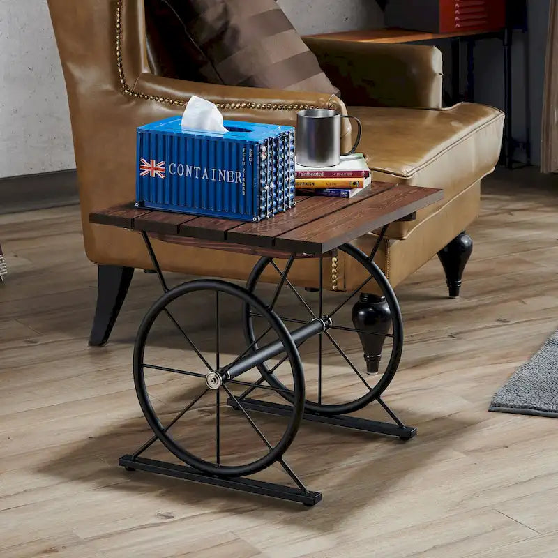 Dietrich Industrial 19-inch Metal Wheel Side Table by Carbon Loft