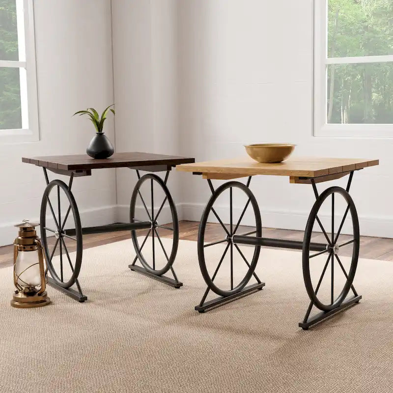 Dietrich Industrial 19-inch Metal Wheel Side Table by Carbon Loft