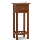 2 Tier Narrow Side Table Wood Slim End Table Nightstand with Drawer