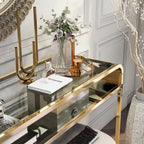 Watler Contemporary 46-inch Glass Top 1-Shelf Sofa Table by Furniture of America