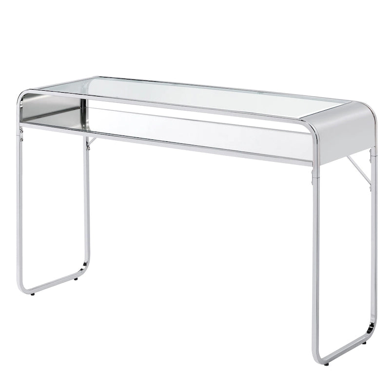 Watler Contemporary 46-inch Glass Top 1-Shelf Sofa Table by Furniture of America
