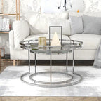 Elema Glam Chrome Glass Top 2-Piece Nesting Tables Set by Furniture of America