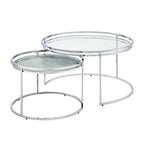 Elema Glam Chrome Glass Top 2-Piece Nesting Tables Set by Furniture of America