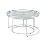 Elema Glam Chrome Glass Top 2-Piece Nesting Tables Set by Furniture of America