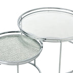 Elema Glam Chrome Glass Top 2-Piece Nesting Tables Set by Furniture of America