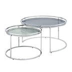 Elema Glam Chrome Glass Top 2-Piece Nesting Tables Set by Furniture of America