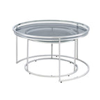 Elema Glam Chrome Glass Top 2-Piece Nesting Tables Set by Furniture of America