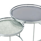 Elema Glam Chrome Glass Top 2-Piece Nesting Tables Set by Furniture of America