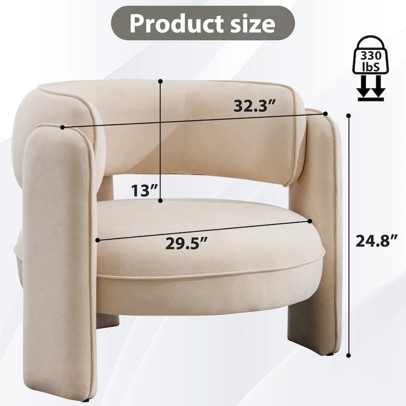 Modern Velvet Accent Chair with Armrests for Living Room