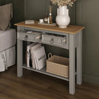Wood Hall Table Console 2 Drawers Corona
