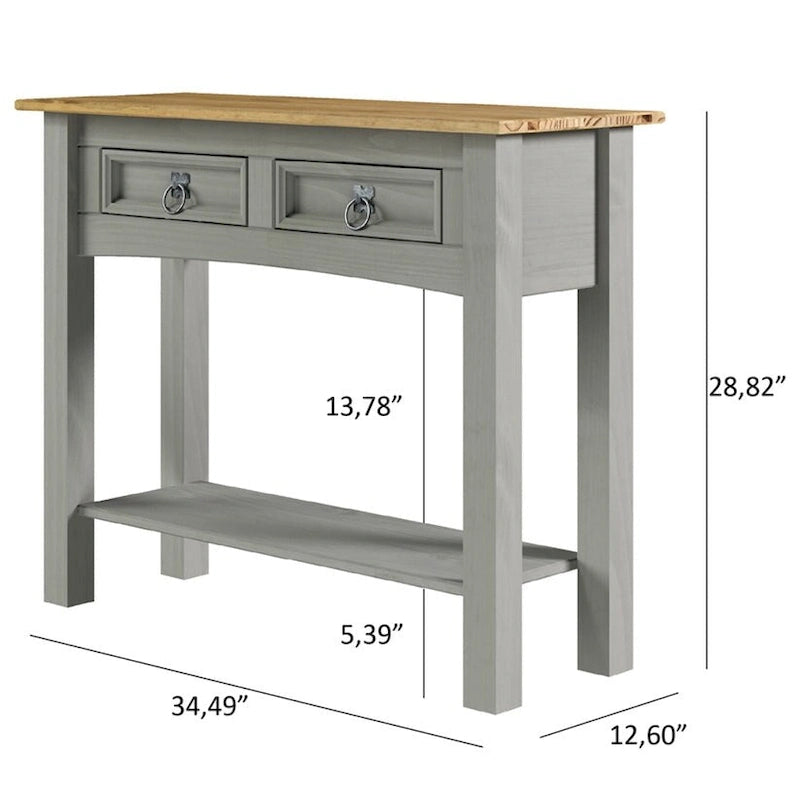 Wood Hall Table Console 2 Drawers Corona