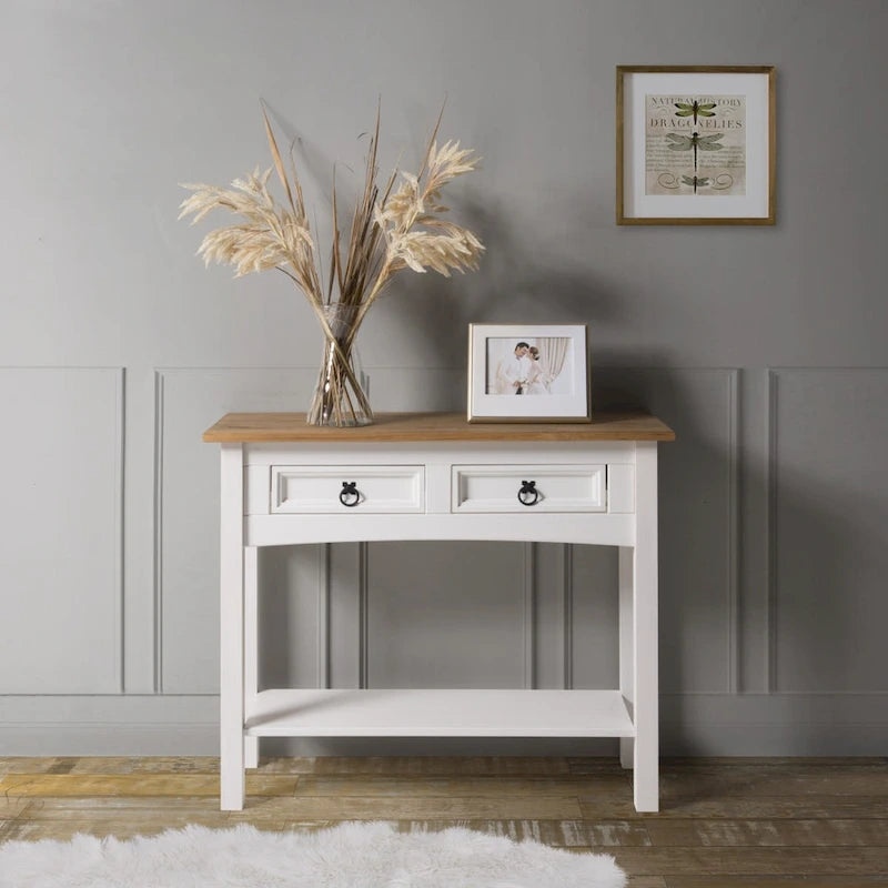 Wood Hall Table Console 2 Drawers Corona