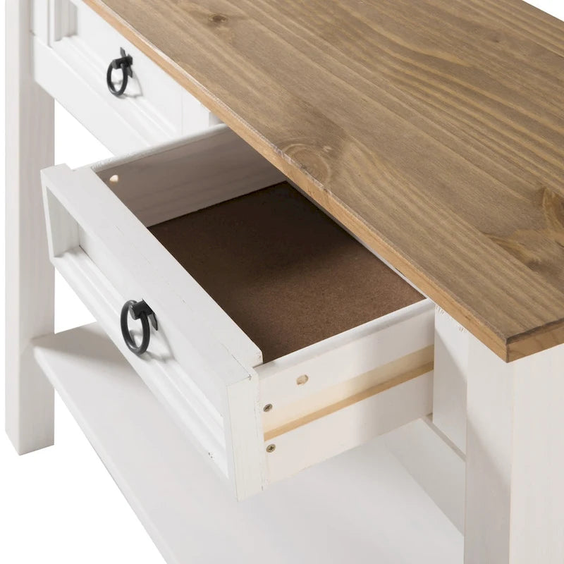 Wood Hall Table Console 2 Drawers Corona