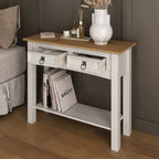 Wood Hall Table Console 2 Drawers Corona
