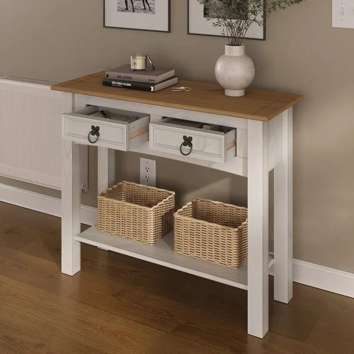 Wood Hall Table Console 2 Drawers Corona