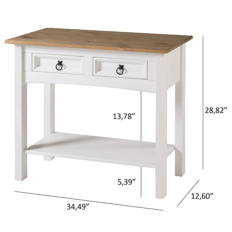 Wood Hall Table Console 2 Drawers Corona