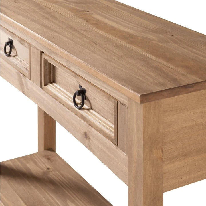 Wood Hall Table Console 2 Drawers Corona