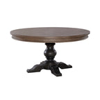 Americana Farmhouse Pedestal Table for Dining Room Oak Wood Top
