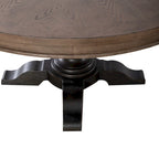 Americana Farmhouse Pedestal Table for Dining Room Oak Wood Top