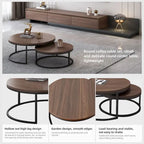 2-piece Round Nesting Tables Modern Wood Gray & Black Round Nesting Coffee Table for Living Room
