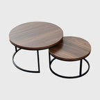 2-piece Round Nesting Tables Modern Wood Gray & Black Round Nesting Coffee Table for Living Room
