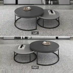 2-piece Round Nesting Tables Modern Wood Gray & Black Round Nesting Coffee Table for Living Room