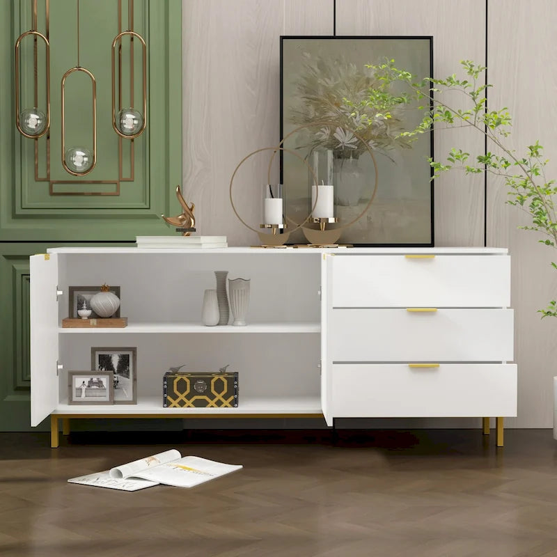 2 Door Large Storage Cabinet 3 Drawer TV Cabinet Buffet Sideboard