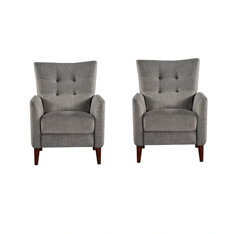 Aurora Modern Manual Recliner Set of 2 with Solid Wooden Legs