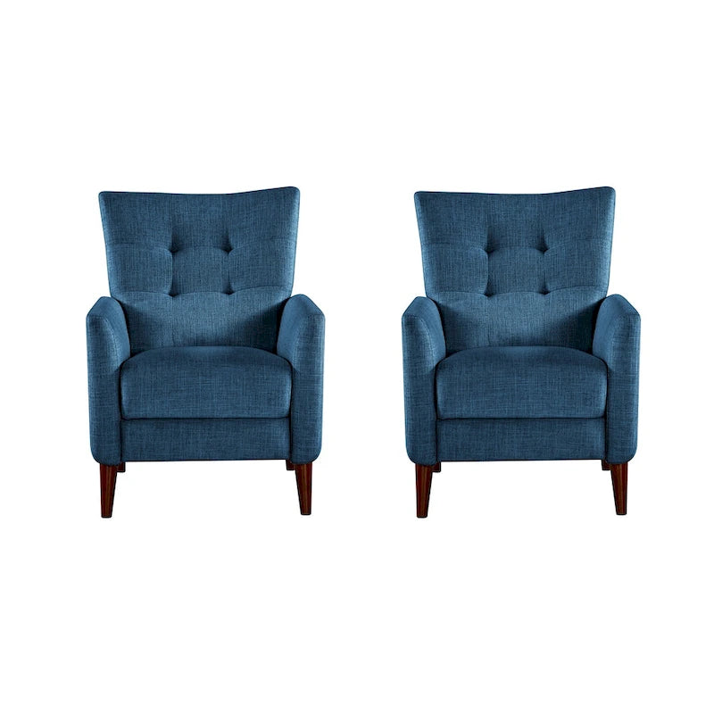 Aurora Modern Manual Recliner Set of 2 with Solid Wooden Legs