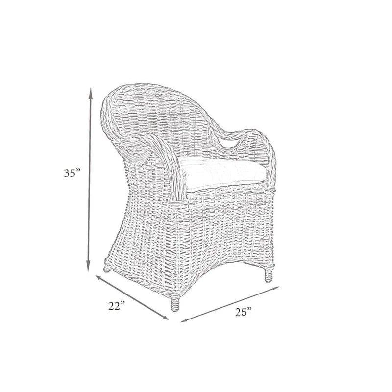 Natural Rattan Handwoven Wicker Armchair With Cushion by East at Main