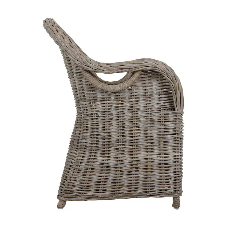Natural Rattan Handwoven Wicker Armchair With Cushion by East at Main