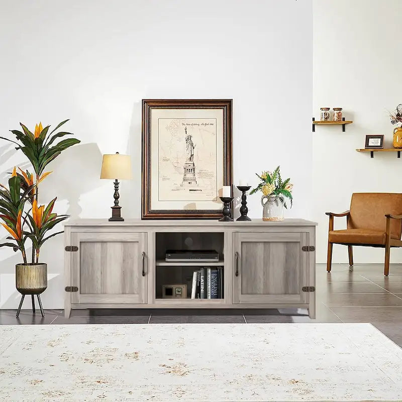 Wood Storage Cabinet Media Console for TVs up to 80