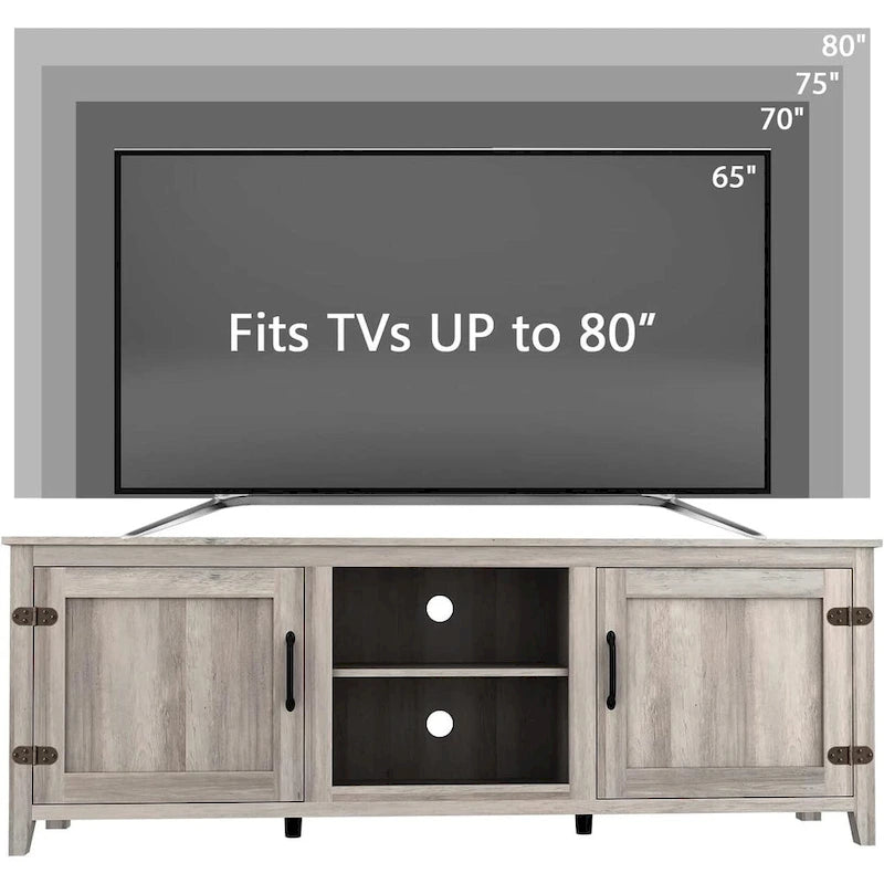 Wood Storage Cabinet Media Console for TVs up to 80