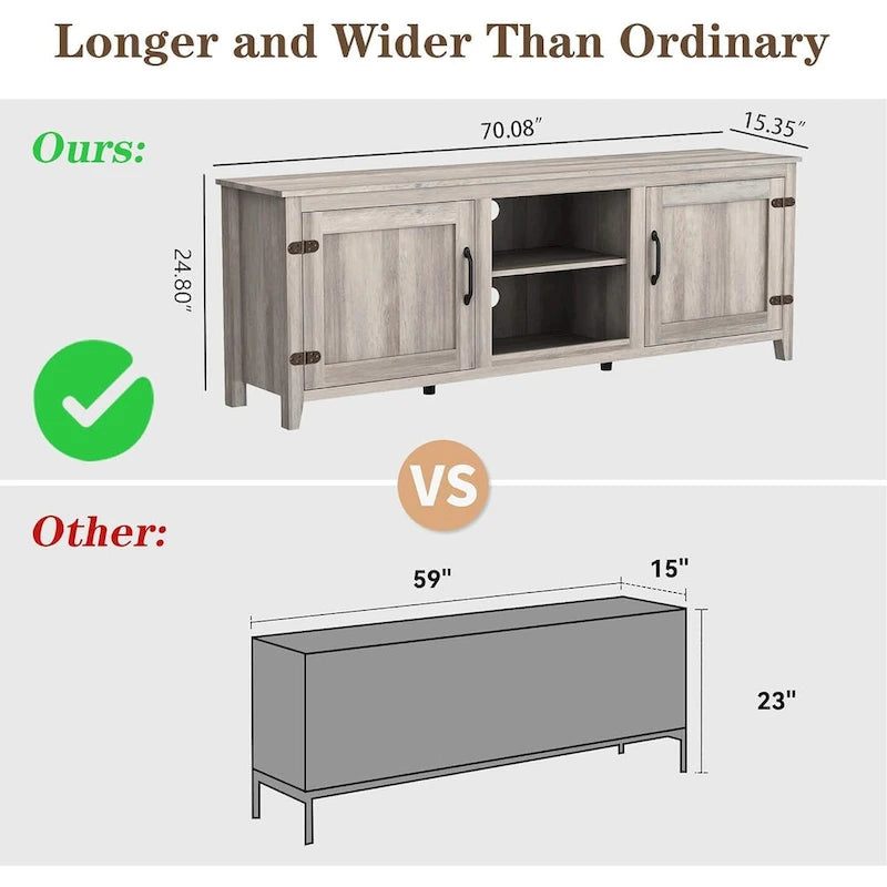 Wood Storage Cabinet Media Console for TVs up to 80