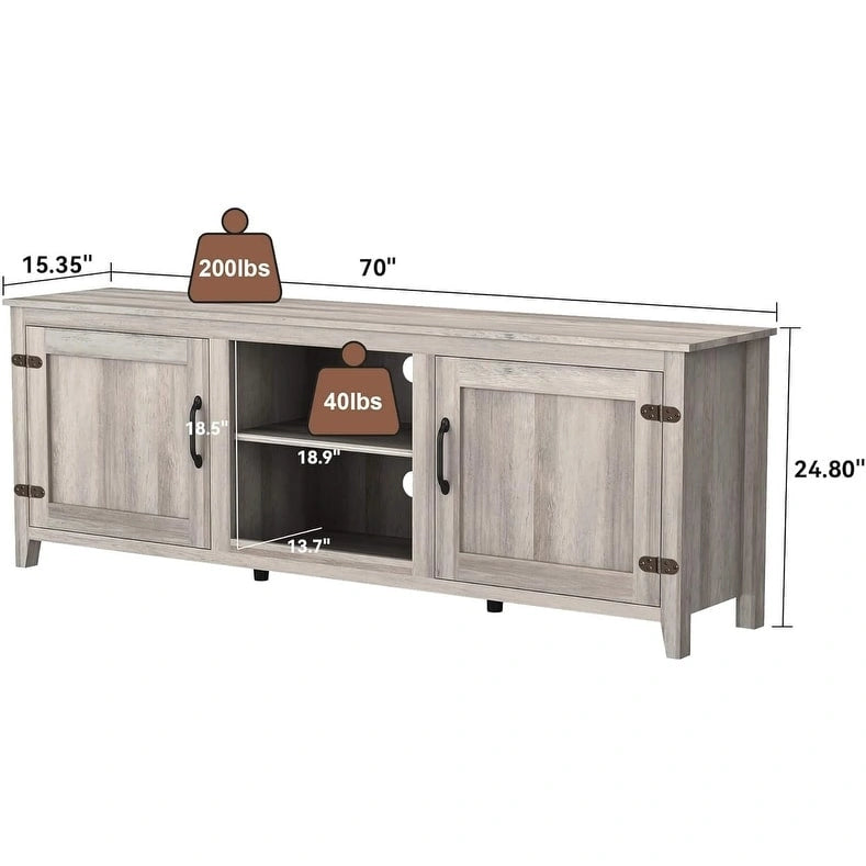 Wood Storage Cabinet Media Console for TVs up to 80