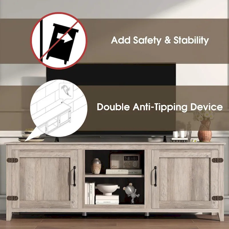 Wood Storage Cabinet Media Console for TVs up to 80