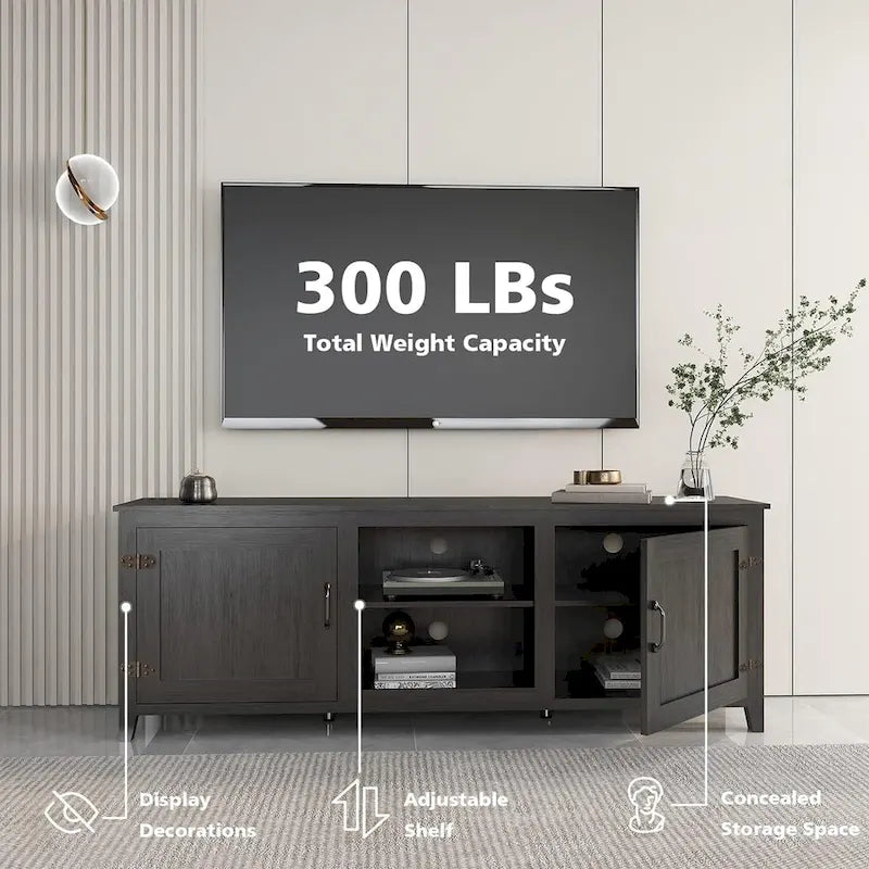 Wood Storage Cabinet Media Console for TVs up to 80