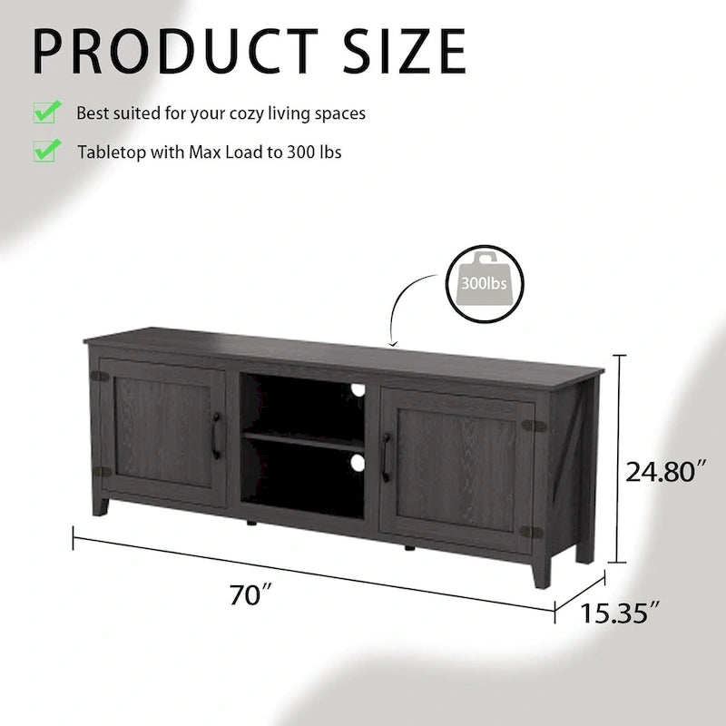 Wood Storage Cabinet Media Console for TVs up to 80